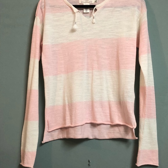 Pink and white shimmery stripped sweater H&M’s - Picture 3 of 3